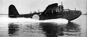 Aircraft Picture - A captured Japanese Kawanishi H8K Emily taking off at the U.S. Navy Naval Air Test Center at Patuxent River, Maryland (USA), in 1946-47.