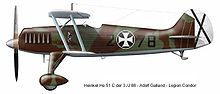 Airplane Picture - Heinkel He 51 C flown by Adolf Galland in Spanish Civil War