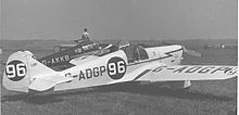 Airplane Picture - The Miles M.2L Hawk Speed Six wearing racing No.96 at Leeds (Yeadon) Airport in May 1955