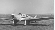Airplane Picture - Miles M.3D Falcon Six G-ADTD wearing racing colours at Leeds (Yeadon) Airport in May 1955