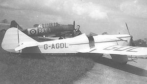 Warbird Picture - The sixth Miles Sparrowhawk, operated by Nottingham Flying Club, displayed at Manchester (Ringway) Airport in April 1948. It crashed at Tollerton Airport on 19 June 1948.