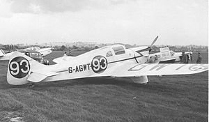 Warbird Picture - Miles M.7A Nighthawk wearing racing colours at Wolverhampton (Pendeford) Airport in May 1953