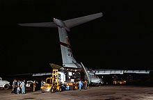 Airplane Picture - The Apollo 11 Mobile Quarantine Facility is unloaded from a C-141 at Ellington Air Force Base, July 27, 1969.