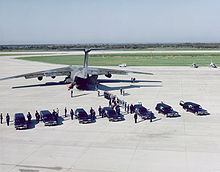 Airplane Picture - A MAC C-141 transport plane takes the remains of the crew of STS-51-L to Dover Air Force Base, Delaware.