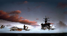 Airplane Picture - An F-14 and F/A-18 prepare to launch from USS Enterprise (CVN-65), 1985.