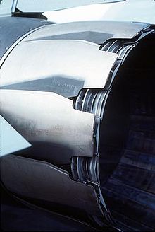 Airplane Picture - Close-up view of the distinctive afterburner petals that distinguish the GE F110 engine.