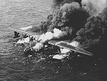 Airplane Picture - JRM-1 Marshall Mars burning near Honolulu, Hawaii