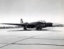 Airplane Picture - B-57E with nose graft from Bomarc, for testing of the missile.