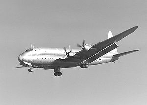 Warbird Picture - The XR6O/XR6V Lockheed Constitution landing at Moffett Field