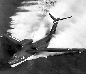 Warbird Picture - A P6M-2 SeaMaster on the water at speed.