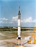 Aircraft Picture - Launch on May 5, 1961. The spacecraft is the black cone on top