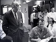 Airplane Picture - Wernher von Braun and astronaut Gordon Cooper in the blockhouse during MR-3 recovery operations May 5, 1961.