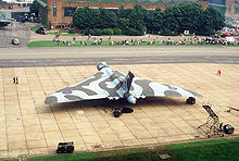 Airplane Picture - Aerial view of a Vulcan B.2 in late RAF markings on static display at RAF Mildenhall