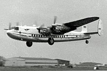 Airplane Picture - Air Charter York taking off from London Stansted in 1955 on a trooping flight through the Suez Canal Zone