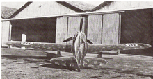 Airplane Picture - Revised and camouflaged C.202 prototype from the rear, showing the three-bladed propeller and wing profile