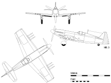 Airplane Picture - Orthographic projection of the Sabre-powered MB3.