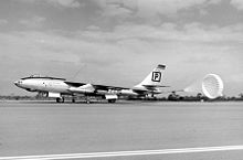 Airplane Picture - Boeing B-47B-40BW (AF Serial No. 51-2212) of the 306th Bomb Wing (Medium) at MacDill AFB, FL landing with drag chute
