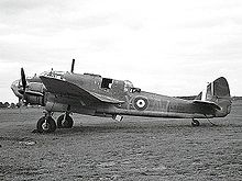 Airplane Picture - Beaufort L9938 of 42 Squadron. An early production Mark I on standby at RAF Leuchars carrying an 18 in (457 mm) Mk XII torpedo fitted with a 42 in (107 cm) airtail.[N 7]