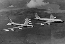 Airplane Picture - A Cold War-era image of B-52D tanking from a KC-135A