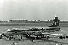 Airplane Picture - Ex-Canadian Pacific Air Lines Britannia Model 314 of Transglobe Airways at Manchester Airport in June 1966