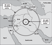Airplane Picture - V-22's combat radius in Iraq, contrasted with the CH-46E's smaller combat radius.