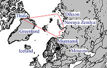 Airplane Picture - A typical reconnaissance route from Thule AB to Soviet Union flown by RB-47H crews