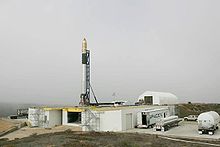 Airplane Picture - The first Falcon 1 at Vandenberg AFB. This vehicle was removed from VAFB due to delays and eventually launched from Kwajalein.