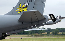 Airplane Picture - Tail of an Air Force Reserve Command KC-135R tanker showing refueling boom