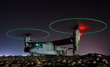 Airplane Picture - Crew members refuel an MV-22 before a night mission in central Iraq, February 2008.