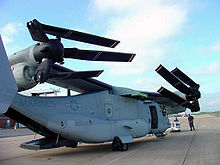 Airplane Picture - First production Osprey to join the V-22 Navy flight test program since resumption of flight evaluations in May 2002. Aircraft is shown in compact storage configuration.