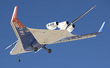 Airplane Picture - X-48B at first flight, seen from below