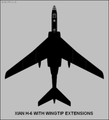 Airplane Picture - Line drawing of a H-6 with wing-tip extension