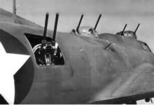 Airplane Picture - Close-up of the array of 50-cal guns on the Boeing YB-40 Flying Fortress