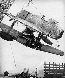 Airplane Picture - Salvaged wreck of an A6M2-N at a U.S. base in 1943.