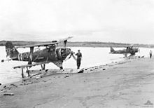 Airplane Picture - Damaged F1M2s at Rekata Bay, 1944.