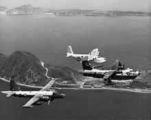 Airplane Picture - A RNZAF Sunderland MR.5 with a USN P-5 and a RAAF P-2 in 1963