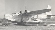 Airplane Picture - Sunderland III of Aquila Airways at Hamble Beach in 1955. This aircraft had served BOAC 1943-1948.