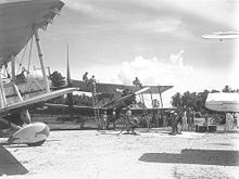 Airplane Picture - Vildebeest Mk.IIIs of 100 Squadron refuelling at Singapore, 1942.