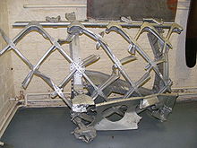 Airplane Picture - A section of the rear fuselage from a Vickers Warwick, showing the geodesic construction in duralumin. The Wellesley employed this same construction method and was the fore-runner to the Warwick and its half-sister, the Wellington.