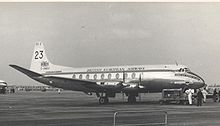 Airplane Picture - Viscount 700 prototype G-AMAV in BEA colours as competitor No. 23 in the NZ Air Race at London Airport 8 October 1953