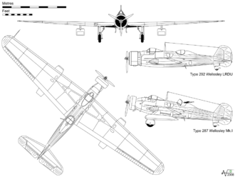 Airplane Picture - Orthographic projection of the Wellesley Mk.I, with profile of the Type 292 used by the LRDU record-breaking flight.