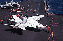 Airplane Picture - A Marine F/A-18 from VMFA-451 prepares to launch from the USS Coral Sea (CV-43)