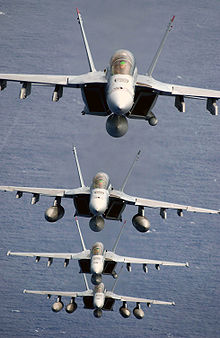 Airplane Picture - Four Navy F/A-18F Super Hornets.