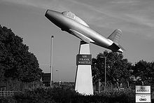 Airplane Picture - Frank Whittle's memorial showing a full-scale model of the Gloster E28/39