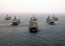 Airplane Picture - Six modern amphibious assault ships of the US Navy in formation