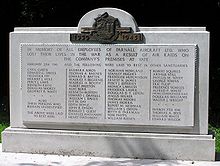 Airplane Picture - Memorial to the 52 killed in German air raids on Feb 27th 1941 at Parnall Aircraft in Yate