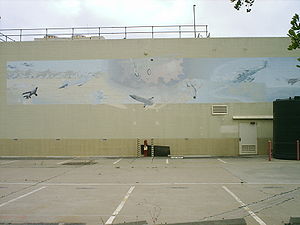Airplane Picture - Mural on the site of Teledyne Ryan in San Diego Depicting many of the Products Produced by Ryan Aeronautics.