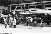 Airplane Picture - Two Do 17Zs in a maintenance hangar. The detached Bramo 323s power plants can be seen.