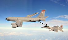 Airplane Picture - A Boeing KC-135 Stratotanker refueling an McDonnell Douglas F-15 Eagle. The KC-135 holds the record for the longest military service.