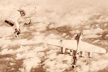 Airplane Picture - A B-24M of the 448th Bombardment Group, serial number 44-50838, after being shot down by a Messerschmitt Me 262